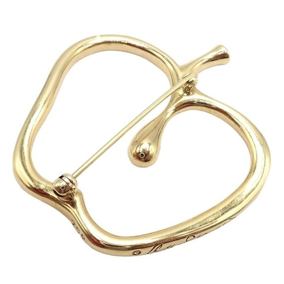 Authentic! Vintage Tiffany & Co Peretti 18k Yellow Gold Large Apple Pin Brooch - Picture 10 of 11